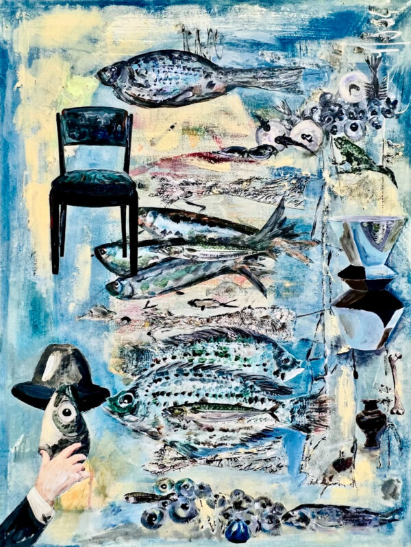Fish and Bowler in blue