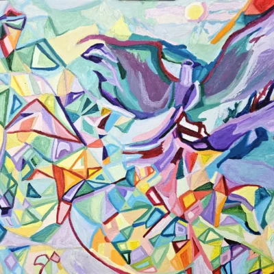 Mountain with Purple Phoenix