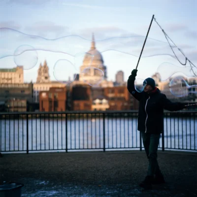Bubble Man by the Thames