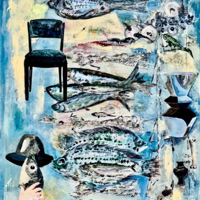 Fish and Bowler in blue