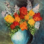 Flowers in a Blue Vase
