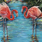 Two Flamingos