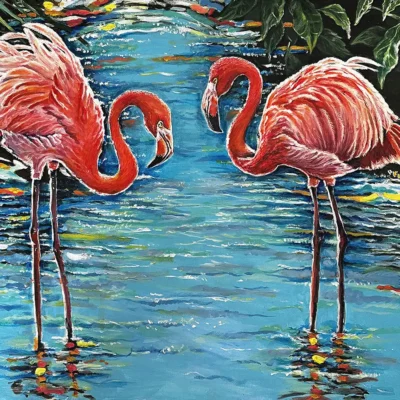 Two Flamingos
