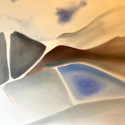 Cool Blue Mountain Lake and Snow